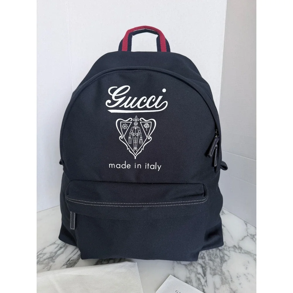 Gucci Large Crest-Print Backpack in Blue Fabric, 821643